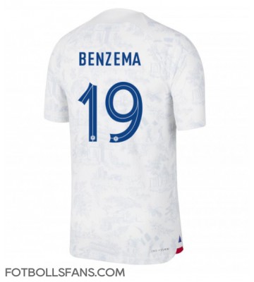 Frankrike Karim Benzema #19 Replika Bortatröja VM 2022 Kortärmad